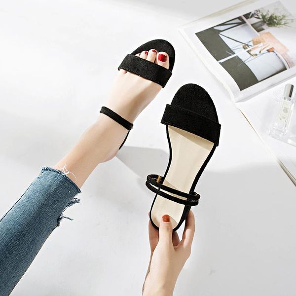 

slippers 2021 sandals women flock woman low heels female solid office shoes ladies summer elegant slides comfortable footwear, Black