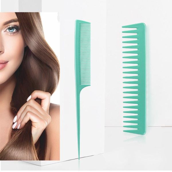 

2pcs/set colorful hair comb set plastic anti-static fine-tooth wide-tooth portable hairdressing tools styling accessories brushes, Silver