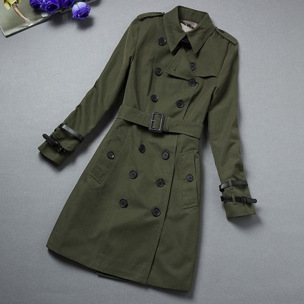 

women's trench coats long classic windbreaker waterproof british high-end english style autumn winter gabadian solid color size coat a9, Tan;black