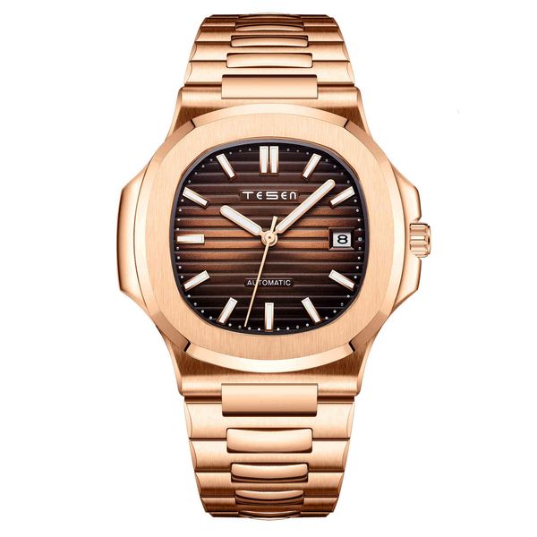 

gentlemen watches tesen fire luxury automatic mechanical men waterproof sports reloj hombres, Slivery;brown