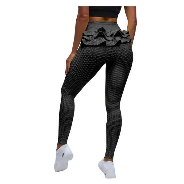 

women's leggings bubble hip lifting exercise bodybuilding sport women fitness running high waist stretch workout pants, Black