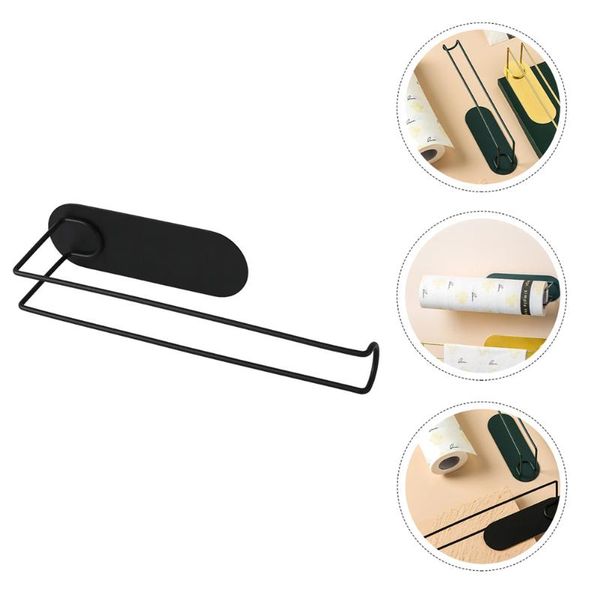 

toilet paper holders 1pc kitchen towel holder cling film rack punch roll (black)