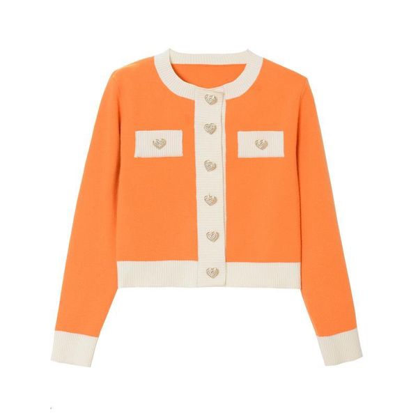 

women's jackets runway brand contrast patchwork knitted cardigan orange sweater short coat 2021 spring summer clothing 8epl, Black;brown
