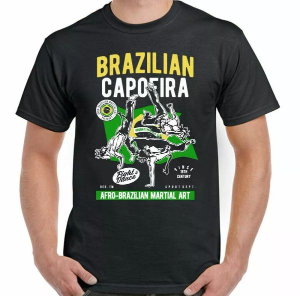 

brazil capoeira t-shirt mens martial arts dance, White;black