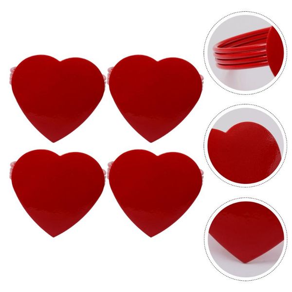 

napkin rings 4pcs heart shape holders alloy dinner tablecloth decors(red)