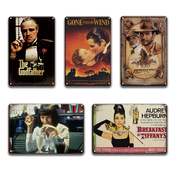 

pulp fiction gone with the wind movies metal poster tin sign vintage peaky blinders 007 metal signs pub bar man cave home decor