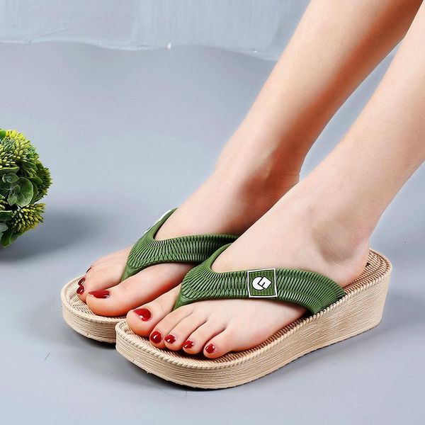 

slippers cresfimix chanclas mujer women cute sweet light weight height increased beach flip flops teenager girl home b5902, Black