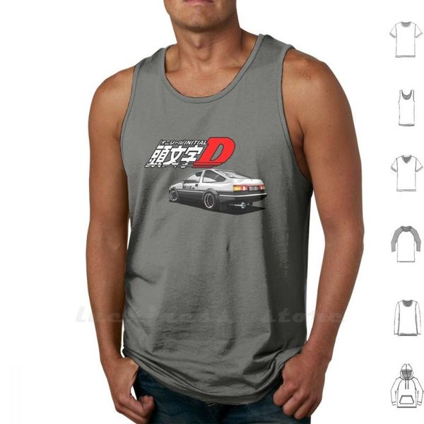 

men' tank initial d - ae89 trueno sleeveless vest cotton jdm drift ae86 japanese nsx skyline nissan 2jz, White;black