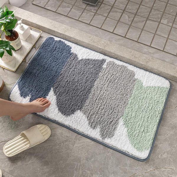 

bath mats 40x60cm ins flocking home bathroom carpet floor entrance absorbent non-slip rug toilet decor