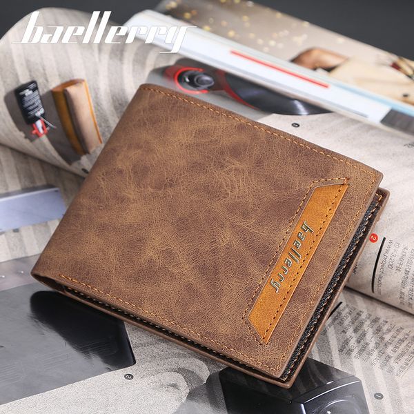 

baellerry korean open men's small card bag thin soft leather pu fashion zero wallet, Red;black