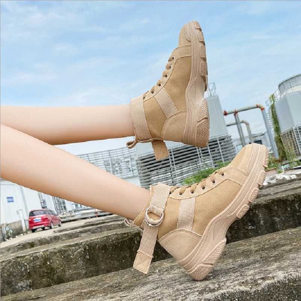 

boots women canvas ankle hiker chunky lace up autumn thick sole military platform, Black