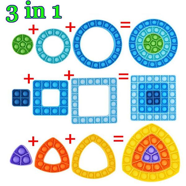 

new party favor detachable fidget push bubble toys anti-stress decompression bubbles board bow kiss fish finger toy thimble round square sha