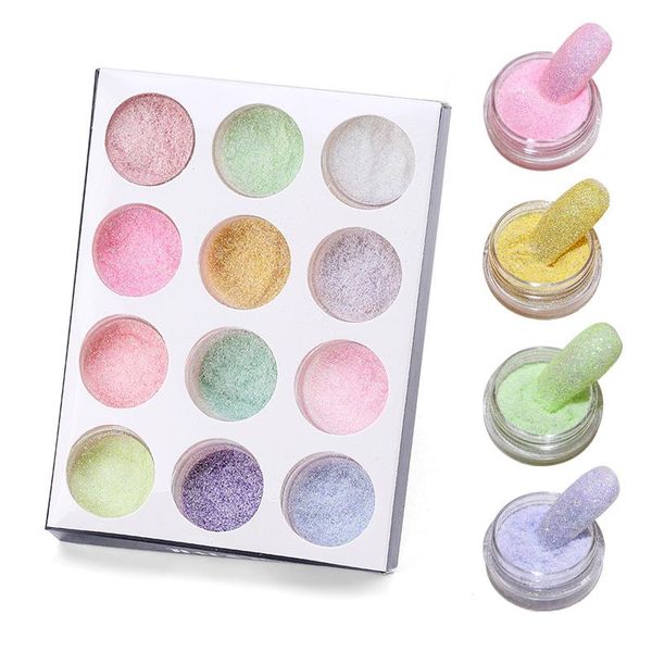 

12box/set mermaid nail glitter powder woolen sugar flock starlight polish design diy pigment, Silver;gold