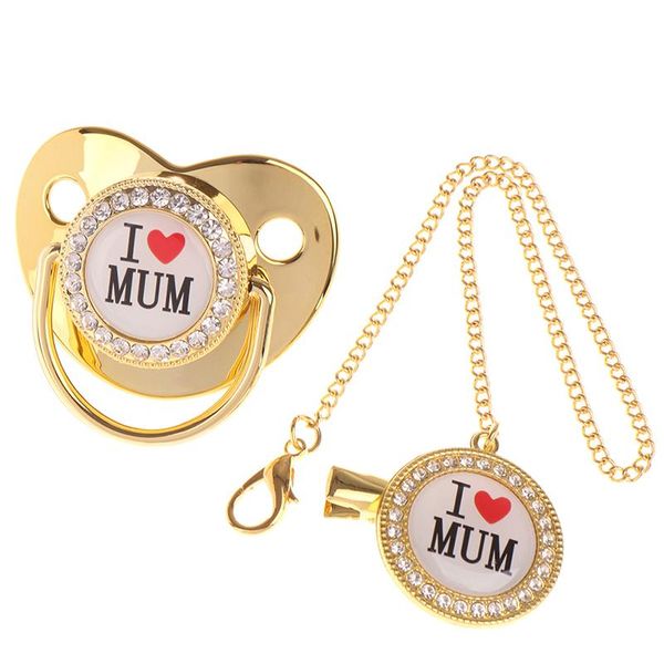 

pacifiers# i love mama pacifier with chain clips born infant food grade nipples for baby shower gift