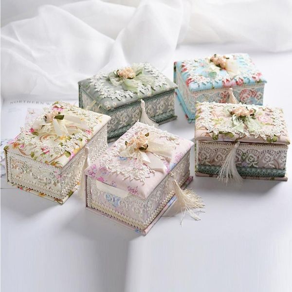 

storage boxes & bins portable jewelry box lace flower case for earring necklace ornament