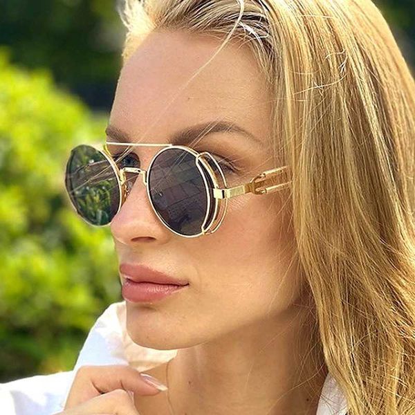 

designer ray sunglasses classy round steampunk fashion for women vintage steam punk woman sun glasses, White;black