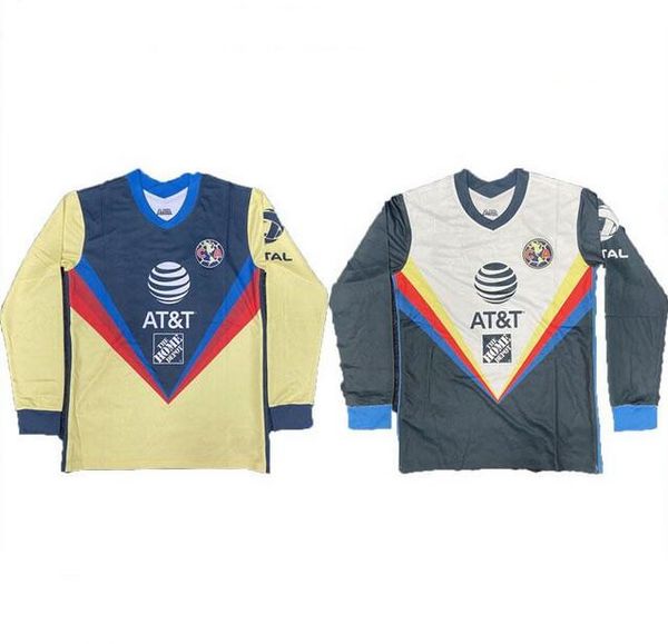 

2020 long sleeve liga mx club soccer jerseys 20/21 america team c.dominguez o.peralta p.aguilar football shirt uniform, Black;yellow