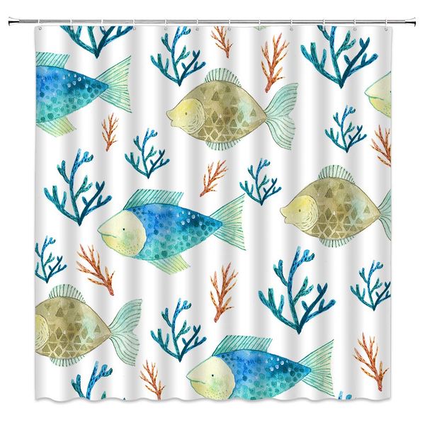 

ocean animal shower curtain tropical fish coral marine life themed home polyester cloth fabric bathroom decor set 70Ã70 inch