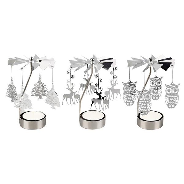 

candle holders 3pcs metal tealight candlestick spinner rotary spinning holder for rotating wedding home decor