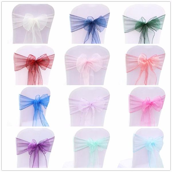 

50pcs 18cmx275cm organza chair sash bow for cover banquet wedding party event chrismas decoration sheer fabric supply sashes