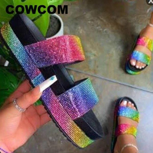 

summer color rhinestone platform slippers plus size ladies' sandals for female and ladies ycc-d98008, Black
