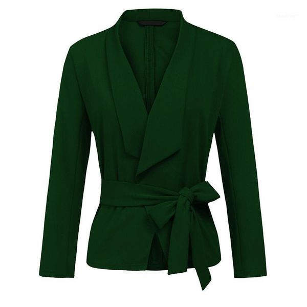 

women's suits & blazers solid color long sleeve belt cardigan blazer girls suit jacket nice fashion autumn, White;black