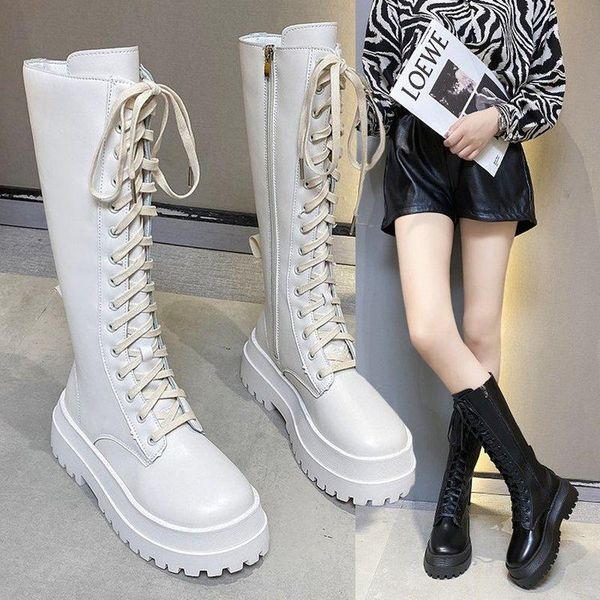 

boots women's side zipper sleeve solid color square root mid-heel high tube fashion comfortable, Black