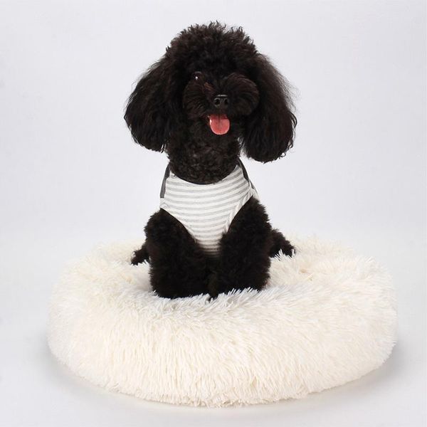 

kennels & pens [1 lot 4 pieces] wholesale 40cm round fluffy puppy cushion small dog mats soft pet bed for doggy winter warm cat mat 15 color