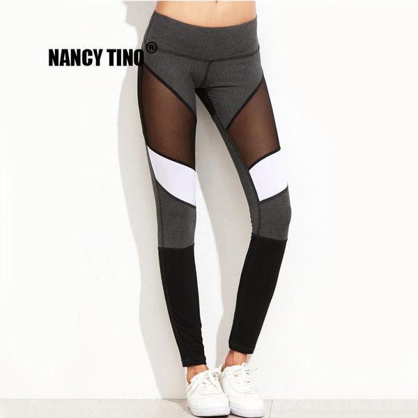 

yoga outfits nancy tino pants for women quick-drying net yarn high waist elastic running fitness slim sport gym leggings trousers, White;red