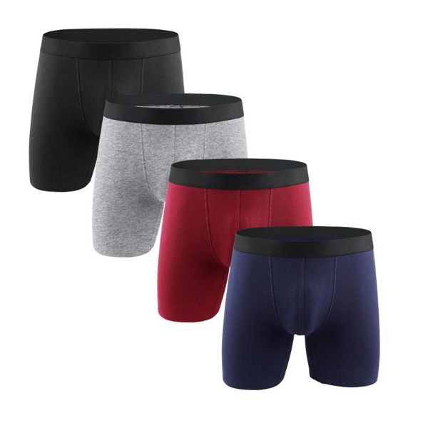 Cuecas 4 pçs / lote longa perna boxer shorts roupas íntimas para homens algodão homens calcinha macias marca boxerdershorts sexy homme