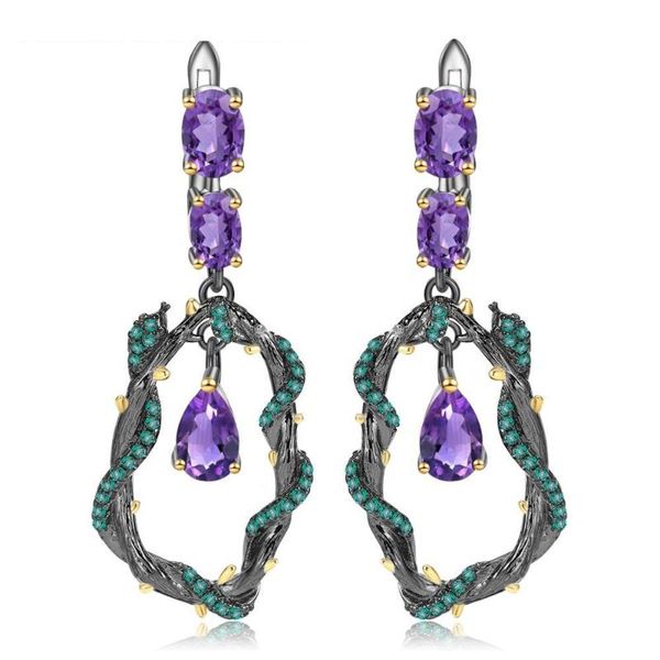 

dangle & chandelier natural amethyst s925 sterling silver jewelry gemstone earrings snake shaped