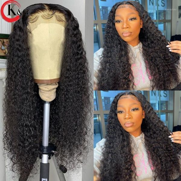 

13*6 lace wigs natural curly t-part human hair brazilian front 150% density with baby non-remy1, Black;brown
