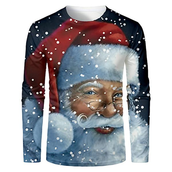 

snowy night mens 3d print t-shirt visual impact party streetwear round neck long sleeves graphic optical illusion plus size print daily, White;black