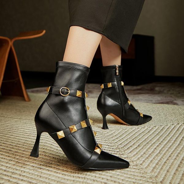 

boots 2021 autumn women pu leather wedge high heel ankle winter fashion western woman denim shoes, Black