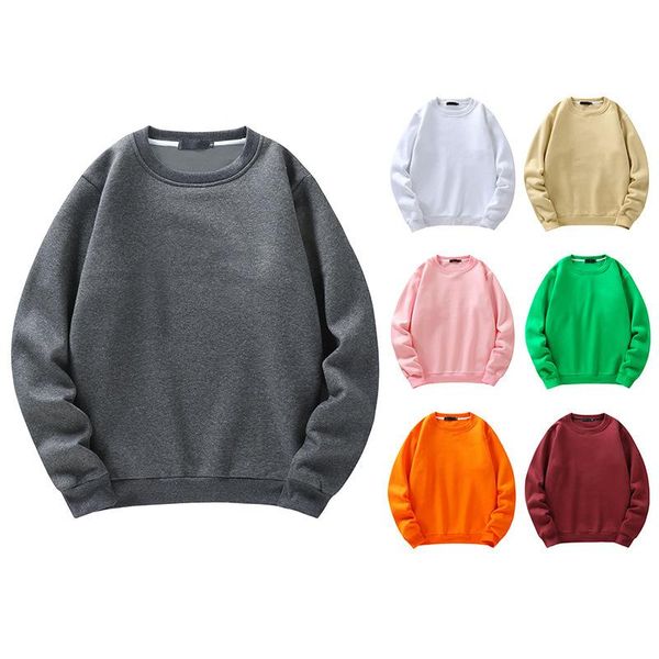 

men's hoodies & sweatshirts spring and autumn solid color round neck sweater loose casual bottoming tide brand ins long-sleeved t-shirt, Black