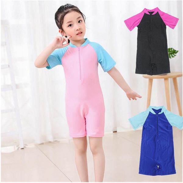 

one-piece suits one piece short sleeve print swimsuit for girls kids swimwear uv protection 50+ youth children's beach bathing