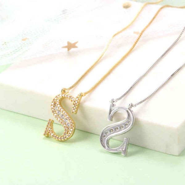 

fashion jewelry lady sparkle gold initials necklace pendant, Silver