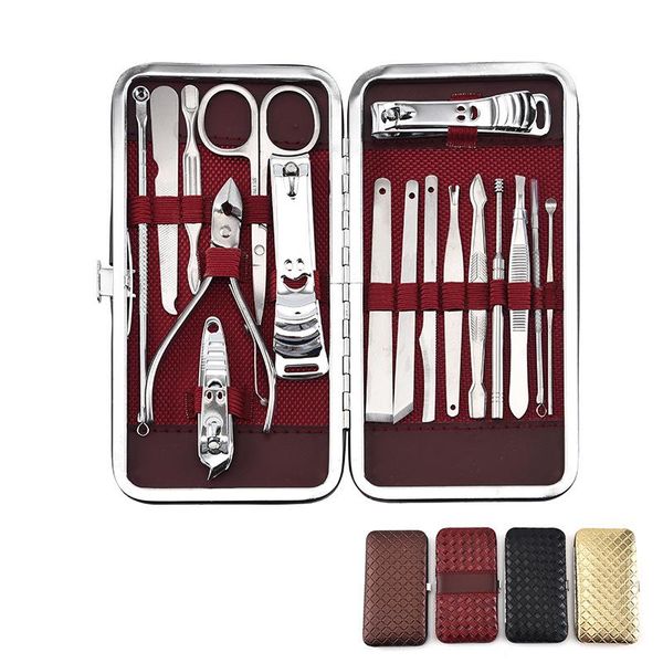

nail art kits 17pcs/set stainless steel clippers set multi-function trimming tool professional home scissor care tools kit