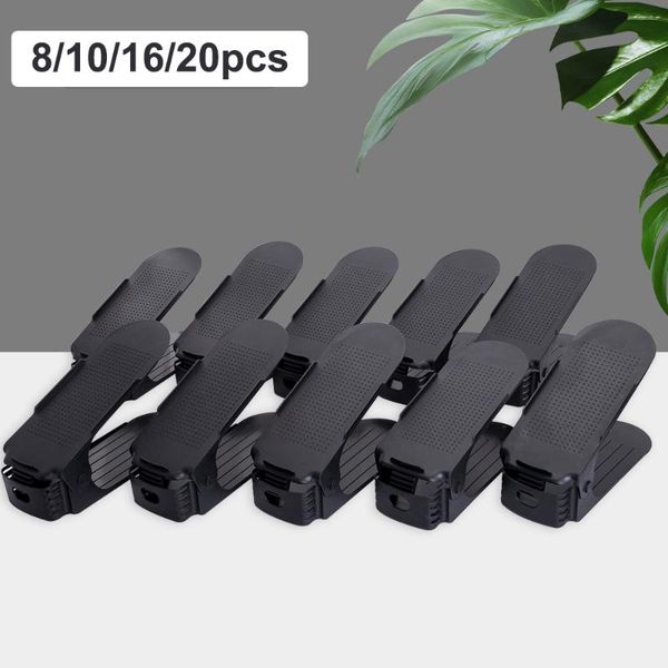 

8/10/16/20pcs shoe rack for organizer shoes adjustable double stand shelf footwear support slot cabinet closet storage clothing & wardrobe