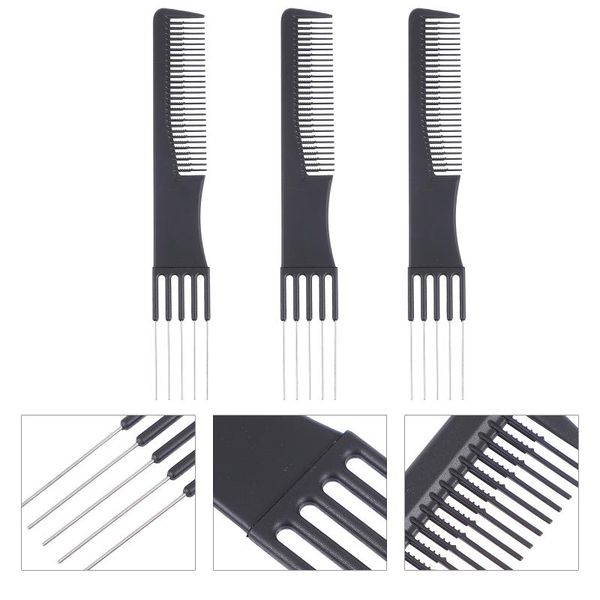 

hair brushes 3pcs steel needle fork combs corrugated style insert, Silver
