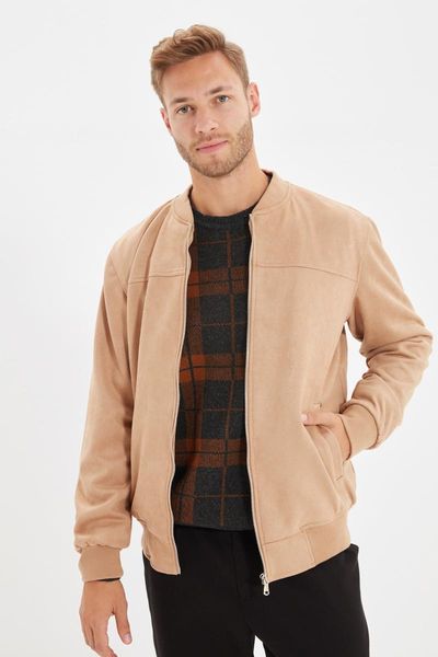 

men's jackets trendyol male bomber suede coats tmnaw22mo0123, Black;brown