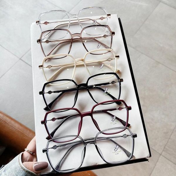 

sunglasses irregular box tr90 anti-blu-ray glasses female creative style plain frame retro myopia, White;black