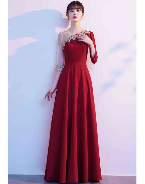 

prom luxury boutique occasion dresses wine performance host banquet toast long patriotic red song temperament chorus cloth, Black