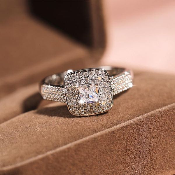Anéis de cluster 925 prata natal mulher diamantes casal anel de noivado nariz jóias luxo casamento silicone para mulheres