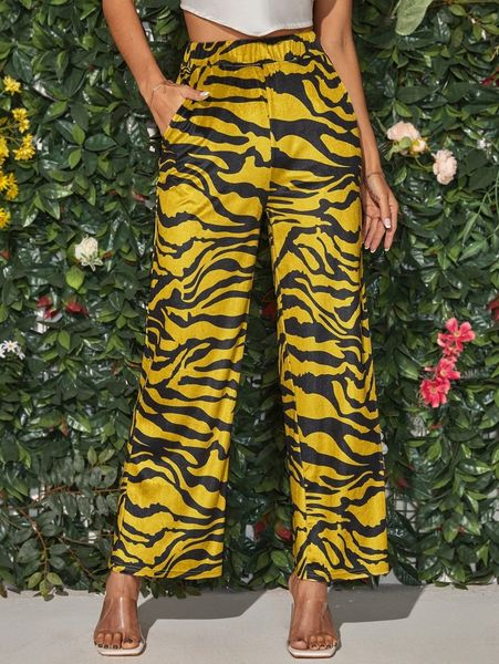 

allover print velvet pants f4xi#, Black;white