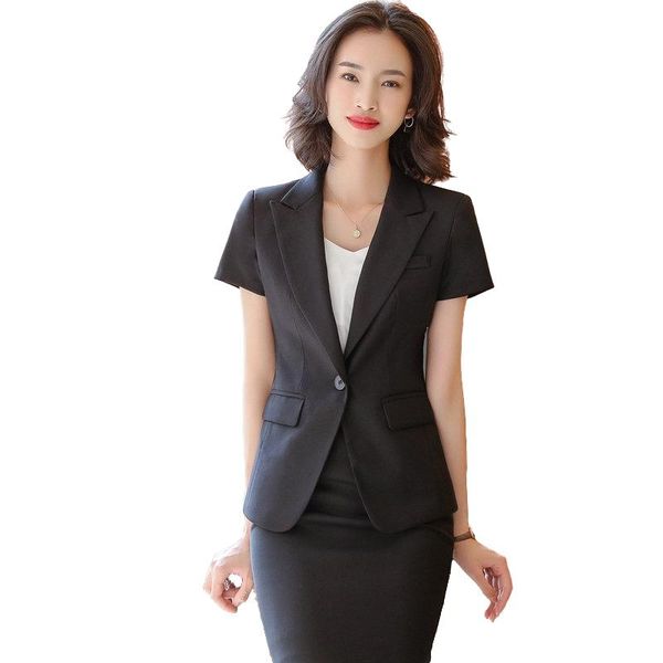

women's two piece pants spring womens suits blazer with black formal fashion gray business 2 set skirt suit, White