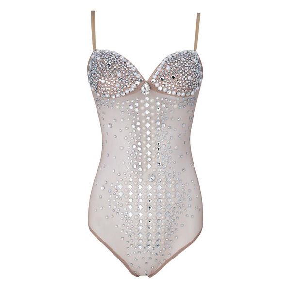 

women khaki beading v neck strapless rompers bodycon celebrity evening party bandage bodysuits wholesale women's jumpsuits &, Black;white