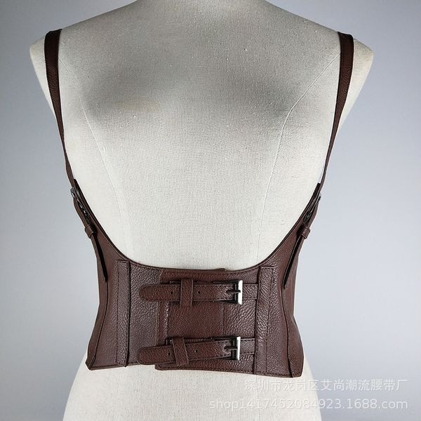 

xtzx vestwaistcoat with suspenders double row buckles waistb vestwaistcoat with double row buckles and waistband, Black;white