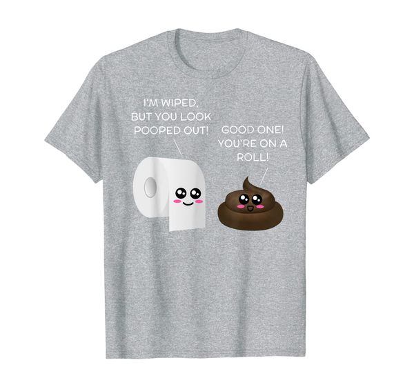 

pooped out - funny poop and toilet paper pun t-shirt, White;black