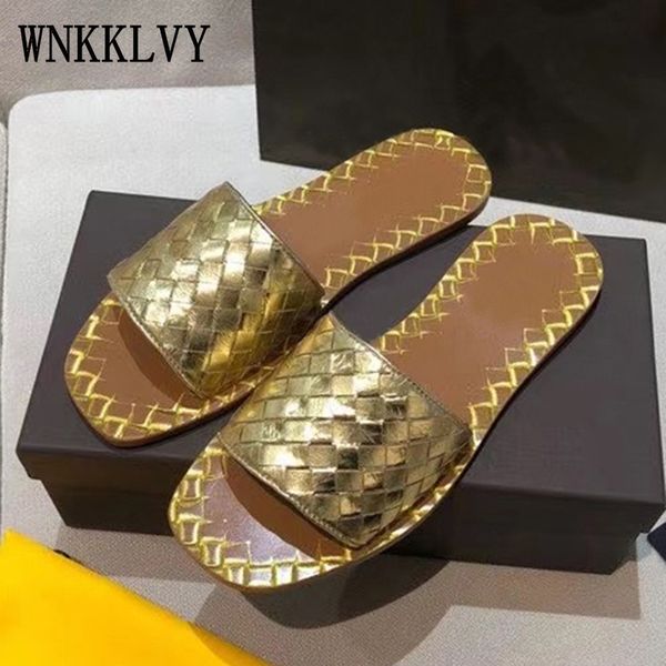 

70% off wholesale sandals flip-flops summer flipflops new arrivals flat slippers women open toe fashion concise weave slides outdoor beach s, Black